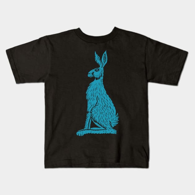 Linocut Rabbit Kids T-Shirt by SWON Design